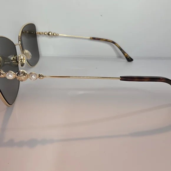 Jimmy Choo Gold Frame Sunglasses with Black Lenses display picture 2
